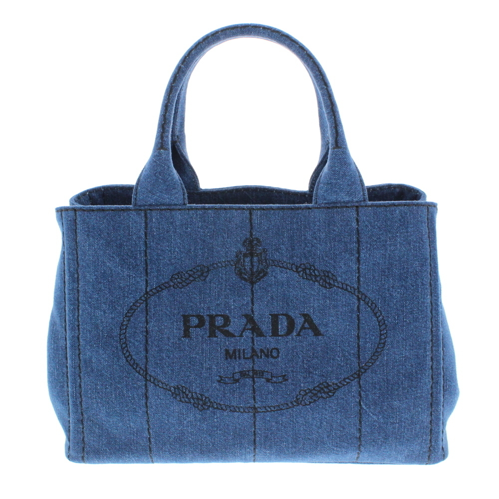 Prada Canapa Tote Bag Unused Navy Blue Denim